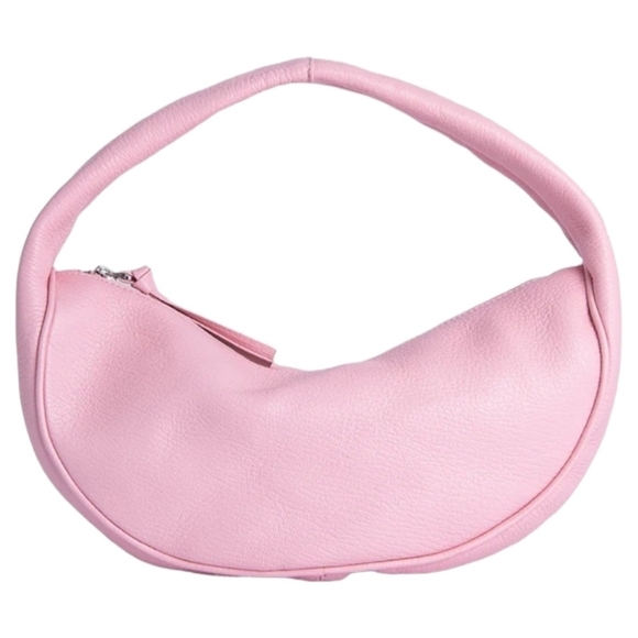 BY FAR Cush Flat Grain Leather Bag, Pink, NWT - Picture 1 of 16